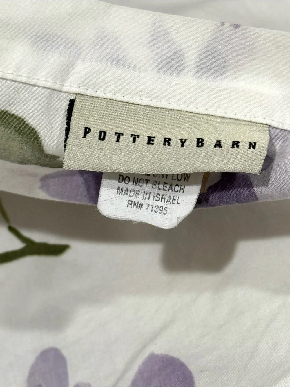 Pottery Barn 💯Cotton White Duvet Cover w/Purple Floral Print 2 Shams Full/Queen